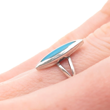 Old Pawn 925 Sterling Silver Vintage Southwestern Bisbee Turquoise Ring Size 6