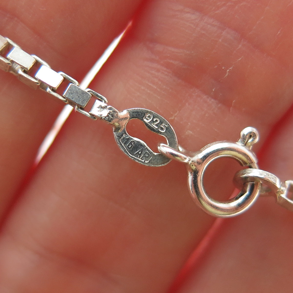 925 Sterling Silver Vintage Italy ID Bar Box Link Bracelet 6.25"