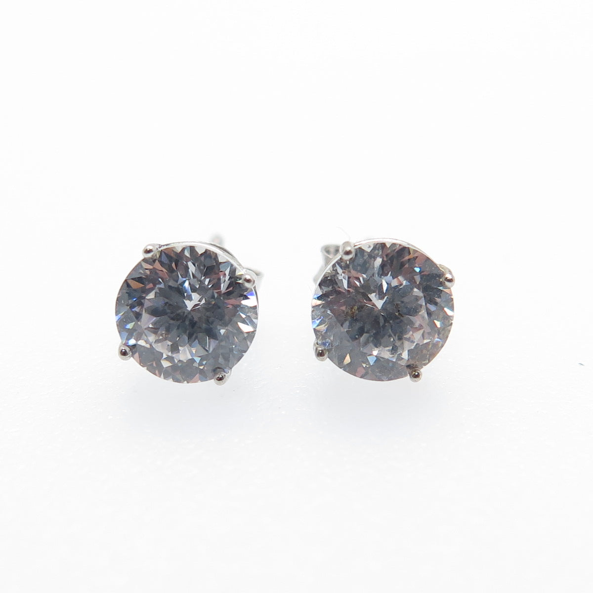 DBJ DEE BERKLE 925 Sterling Silver Round-Cut C Z Stud Earrings