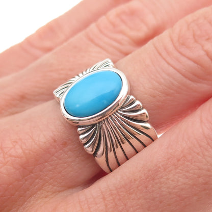 925 Sterling Silver Real Sleeping Beauty Turquoise Floral Ring Size 8.25