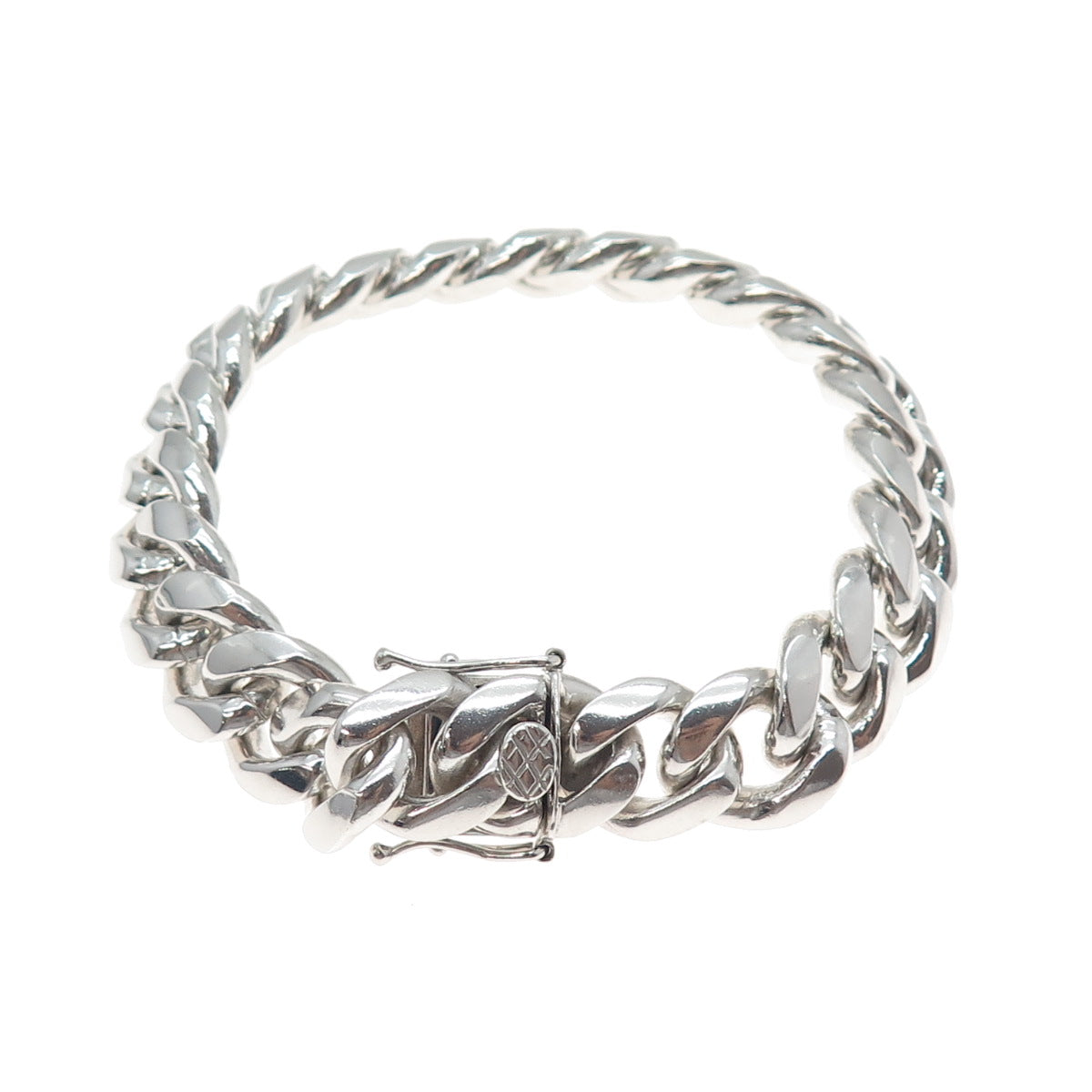 925 Sterling Silver Vintage Heavy 110.6g Cuban Link Bracelet 8"