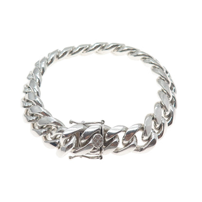 925 Sterling Silver Vintage Heavy 110.6g Cuban Link Bracelet 8"
