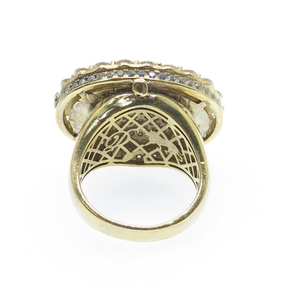 925 Sterling Silver Gold Plated Round-Cut C Z Dome Ring Size 9