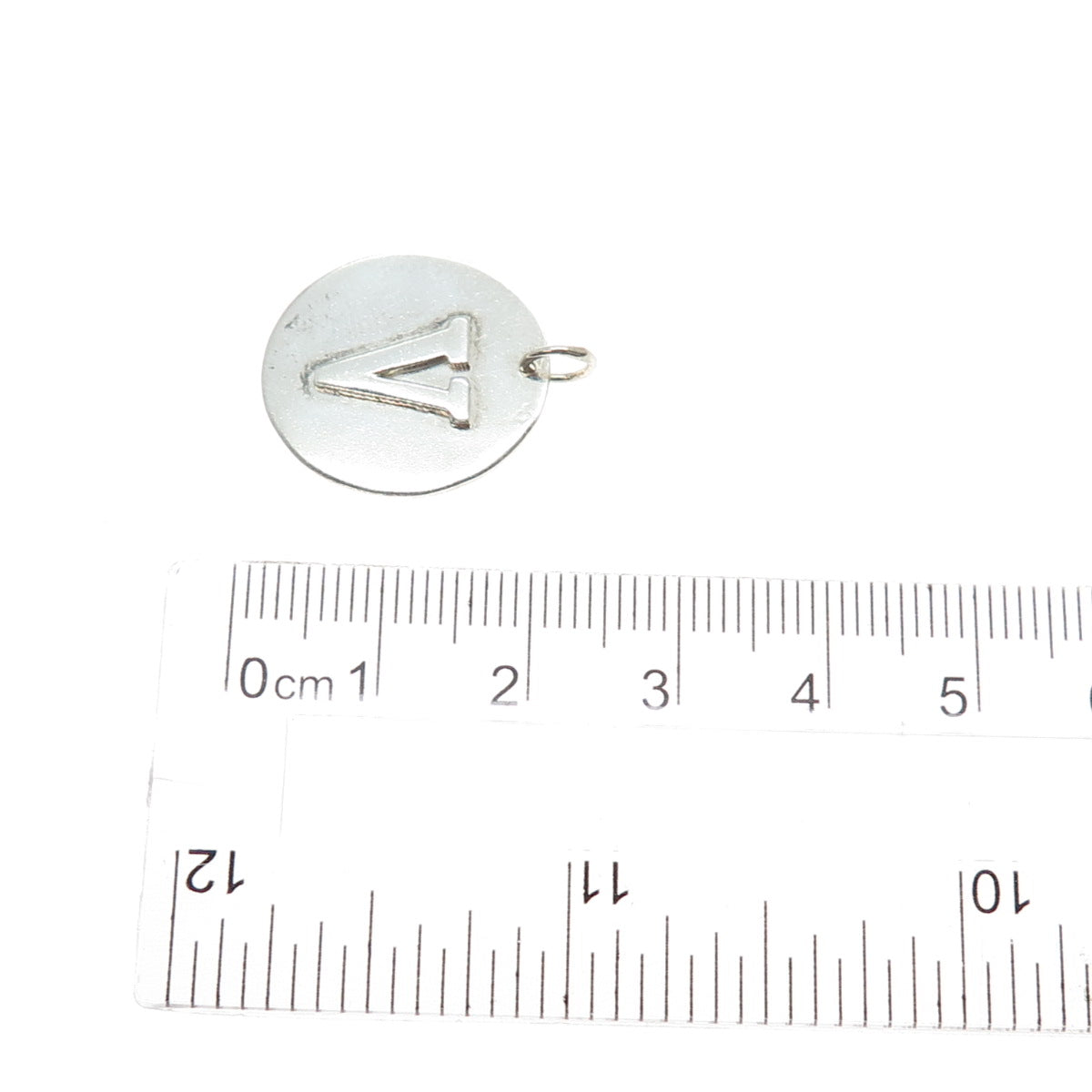 925 Sterling Silver Vintage Letter V Initial Round Tag Minimalist Charm Pendant