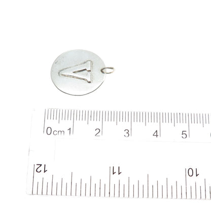 925 Sterling Silver Vintage Letter V Initial Round Tag Minimalist Charm Pendant