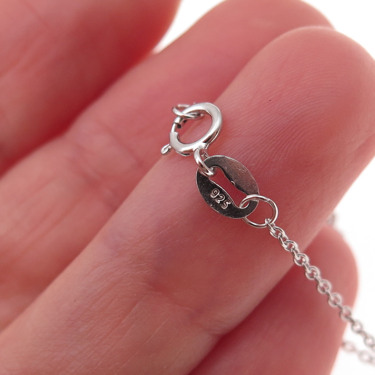 Jane Seymour Sterling Silver Real Diamond Angel Heart Cable Chain Necklace 18"