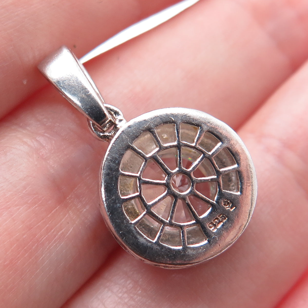 925 Sterling Silver Round-Cut C Z Minimalist Charm Pendant