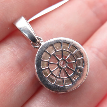 925 Sterling Silver Round-Cut C Z Minimalist Charm Pendant