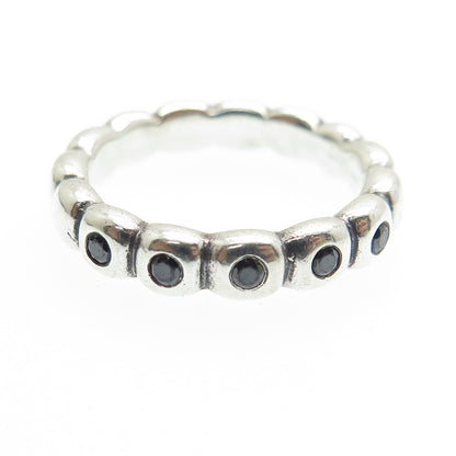 PANDORA 925 Sterling Silver Real Black Spinel Ring Size 7.25