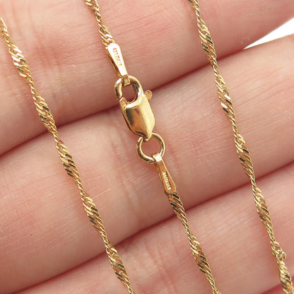 925 Sterling Silver Gold Plated Italy Real Pearl Twisted Curb Chain Necklace 16"