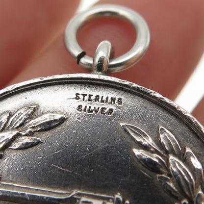925 Sterling Silver Antique 1951-52 NSRA Pistol Winter League Medal Pendant