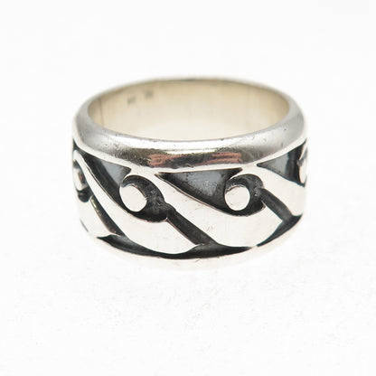 925 Sterling Silver Vintage Modernist Oxidized Band Ring Size 8.5