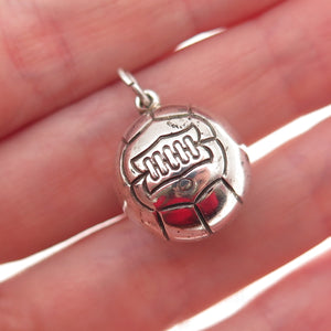 925 Sterling Silver Vintage Engraved Basketball Ball Oxidized 3D Mini Pendant