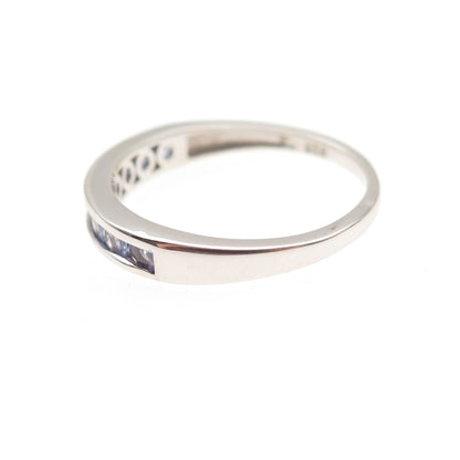 Chuck Clemency 925 Sterling Silver Real Round-Cut Tanzanite Band Ring Size 7