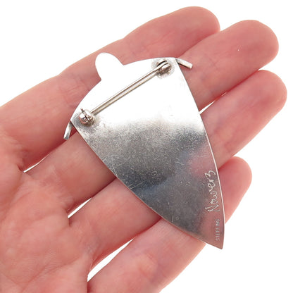 Elizabeth Nowers 925 Sterling Vintage Real Rutilated Quartz Modernist Pin Brooch