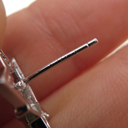 925 Sterling Silver Round-Cut C Z Star Stud Earrings