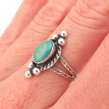 Old Pawn Sterling Silver Vintage Southwestern Turquoise Tribal Ring Size 6.25