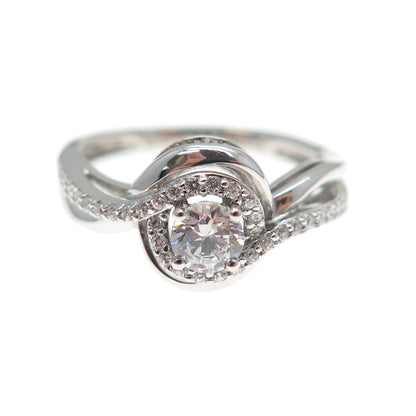SAI 925 Sterling Silver Round-Cut C Z Swirl Promise Ring Size 7.25