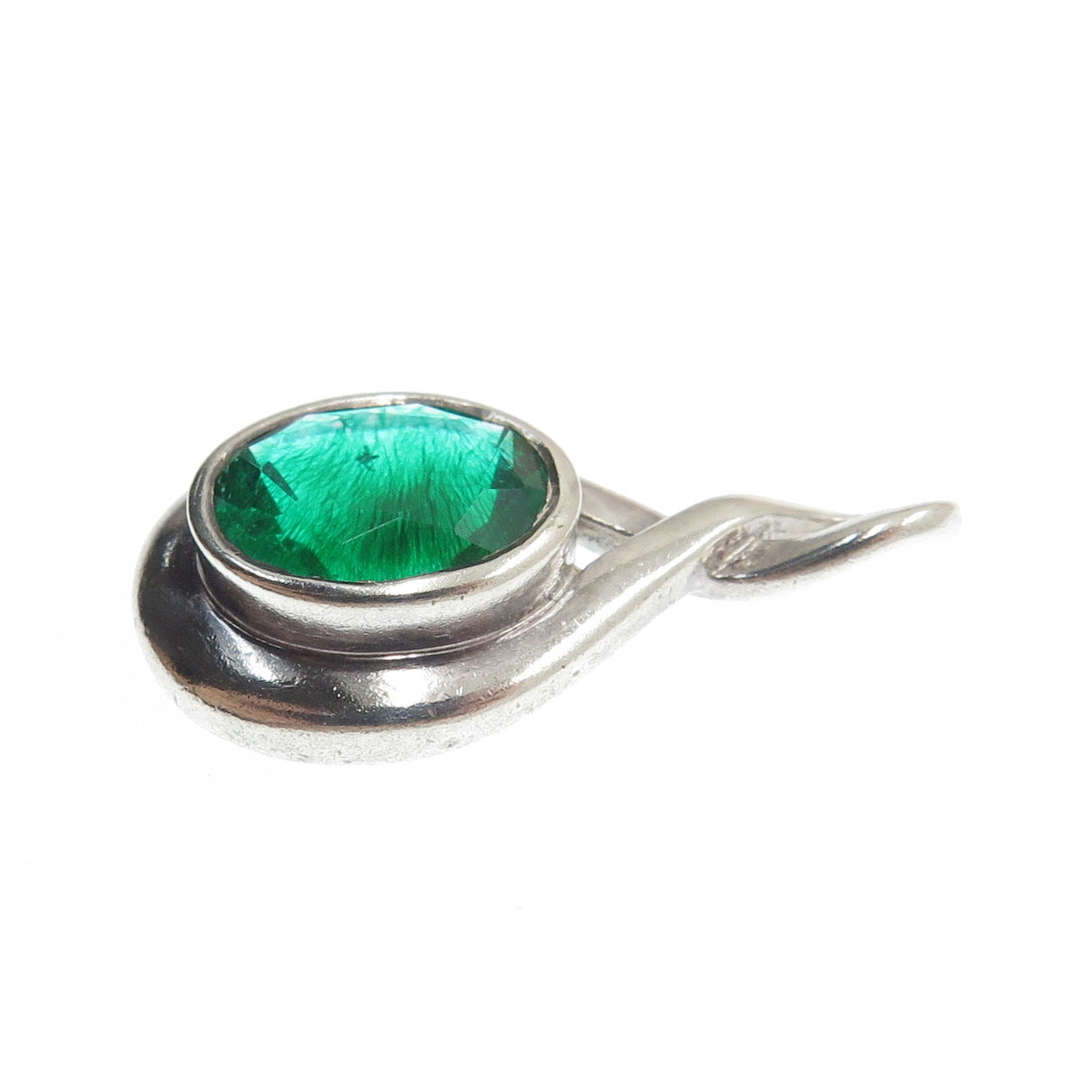 BOMA 925 Sterling Silver Vintage Faux Emerald Slide Pendant