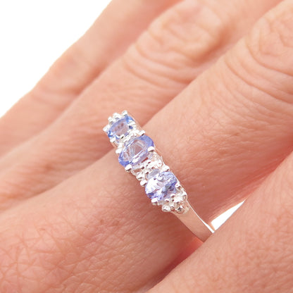 Chuck Clemency 925 Sterling Silver Real Oval-Cut Tanzanite Ring Size 8