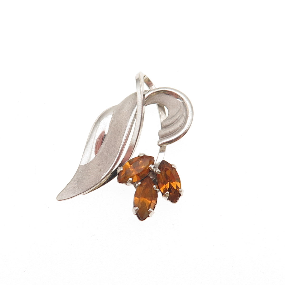 Curtis Curtman 925 Sterling Silver Vintage Rhinestone Floral Charm Pendant