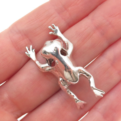 925 Sterling Silver Vintage Frog For Good Luck 3D Slide Charm Pendant