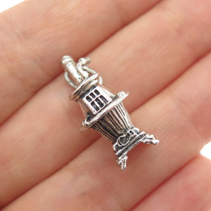 BEAU 925 Sterling Silver Vintage Potbelly Stove Oxidized Mini 3D Charm Pendant