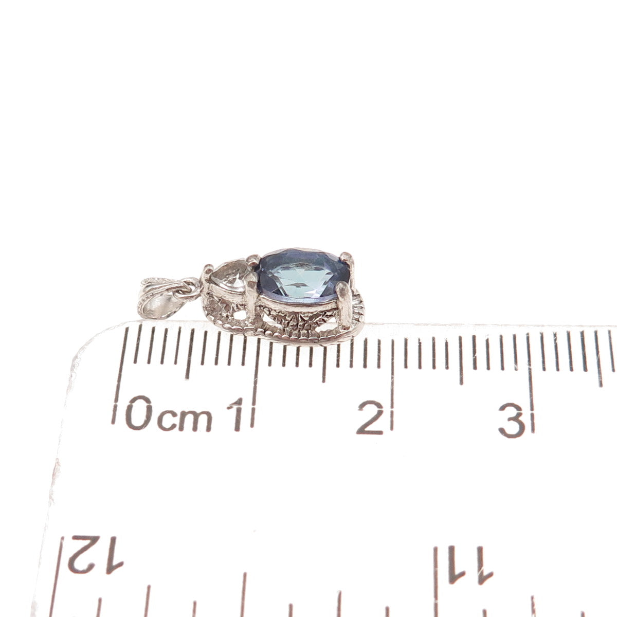 RJ Graziano 925 Sterling Silver Real White Topaz & Lab-Created Sapphire Pendant