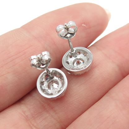 925 Sterling Silver Round-Cut C Z Sparkle Stud Earrings