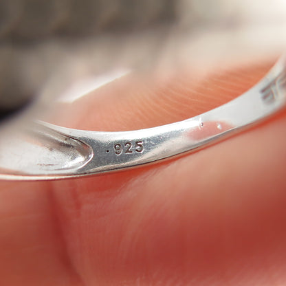 925 Sterling Silver Real Round & Tapered Baguette-Cut Diamond Wavy Ring Size 7