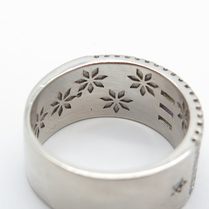 925 Sterling Silver Multi-Color C Z Wide Band Ring Size 7.25