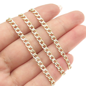 P. LUX 925 Sterling Silver 2-Tone Italy Diamond-Cut Curb Chain Necklace 16"
