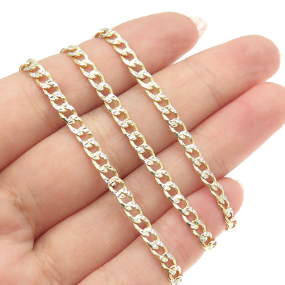 P. LUX 925 Sterling Silver 2-Tone Italy Diamond-Cut Curb Chain Necklace 16"