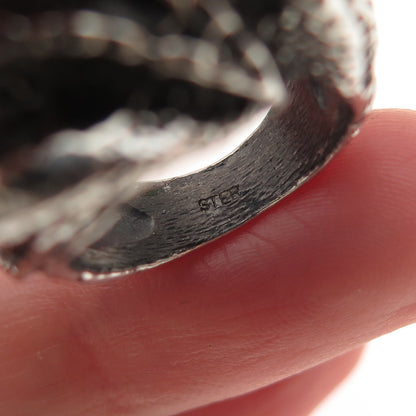 925 Sterling Silver Vintage Modernist Oxidized Ring Size 5