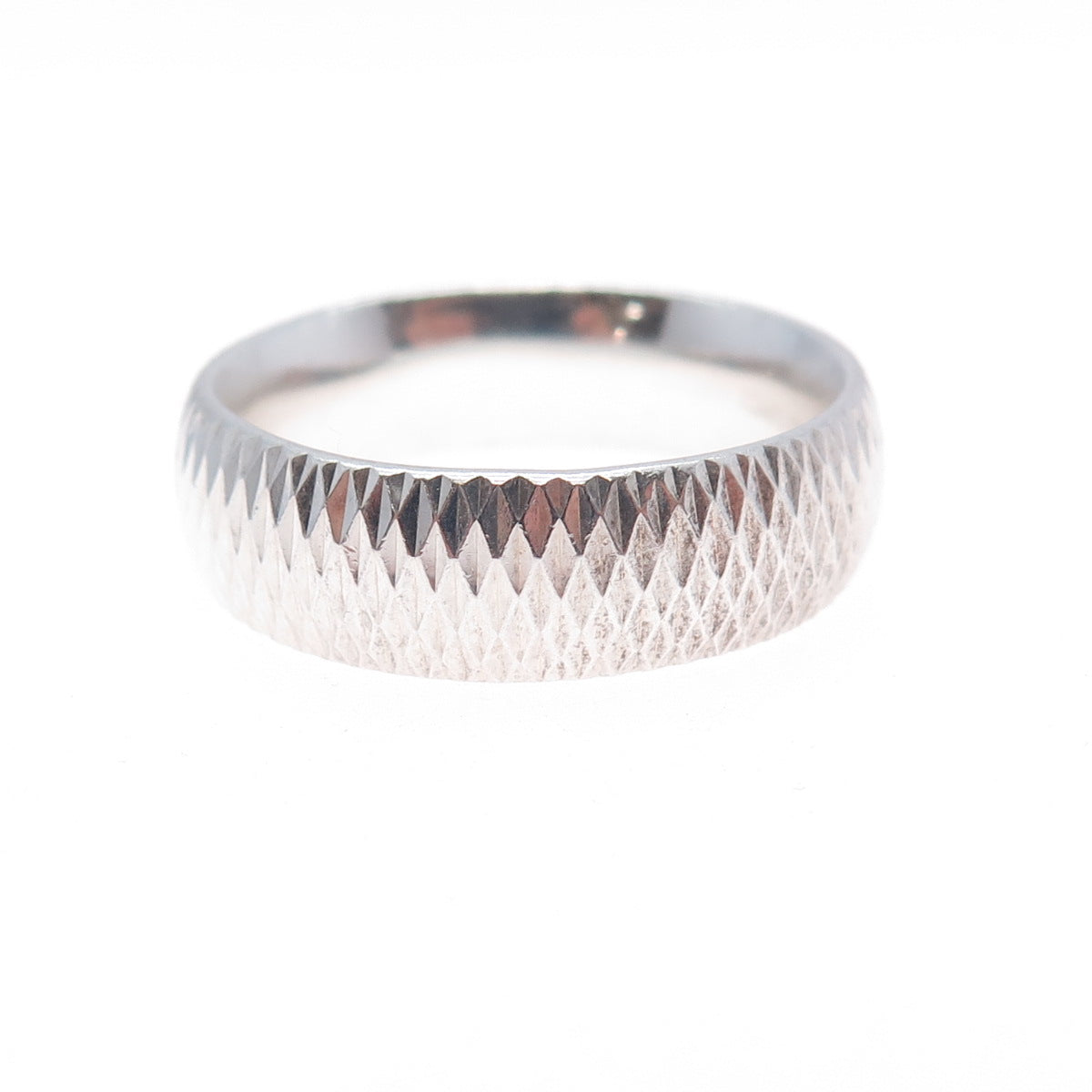 925 Sterling Silver Diamond-Cut Band Ring Size 10