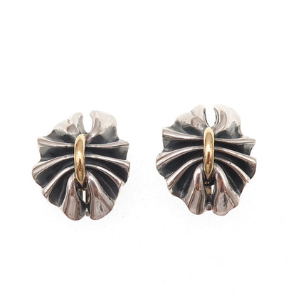 Georg Jensen 925S Sterling 2-Tone Vintage Denmark Modernist Clip On Earrings 400