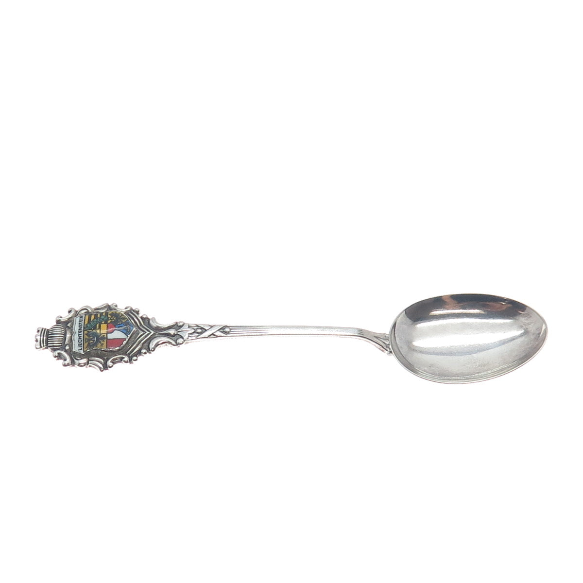 Silver Plated Vintage SF Germany Enamel Liechtenstein Coat of Arms Coffee Spoon