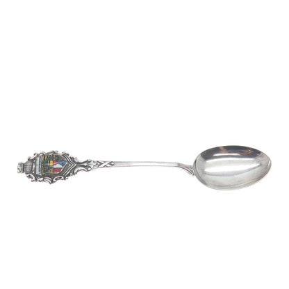 Silver Plated Vintage SF Germany Enamel Liechtenstein Coat of Arms Coffee Spoon