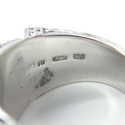 FRANKLIN MINT Sterling Silver 2-Tone Real Ruby Black Spinel Griffin Ring Size 12