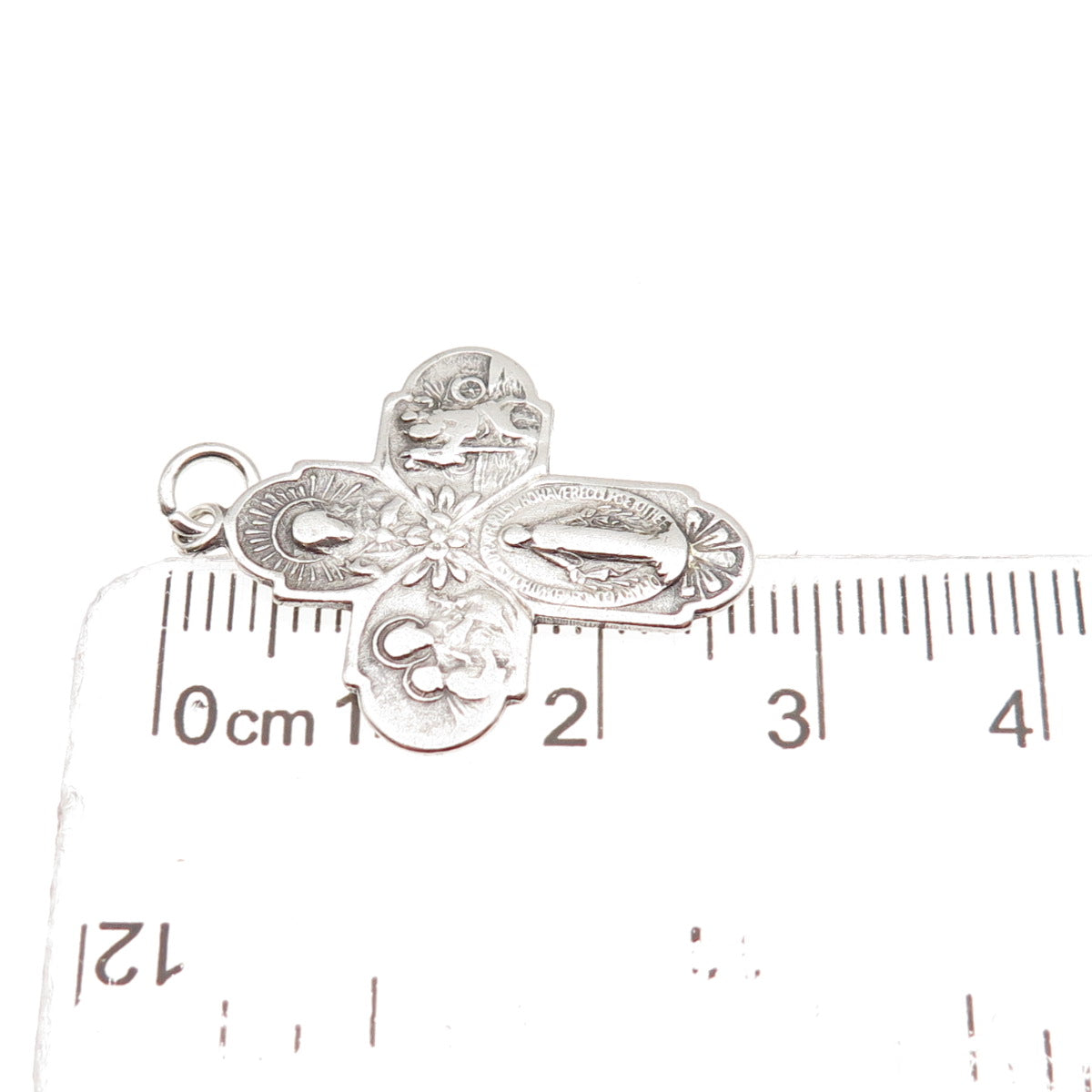 925 Sterling Silver Antique Art Deco 4-Way Cross Oxidized Catholic Charm Pendant