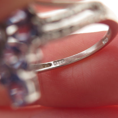 Chuck Clemency 925 Sterling Silver Real Multi-Cut Tanzanite Ring Size 7.25