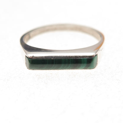 Doug Paulus 925 Sterling Silver Vintage Real Malachite Bar Stackable Ring Size 7