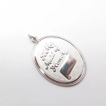 925 Sterling Silver Vintage Griffith & Sons Co "To My Maid of Honor" Pendant