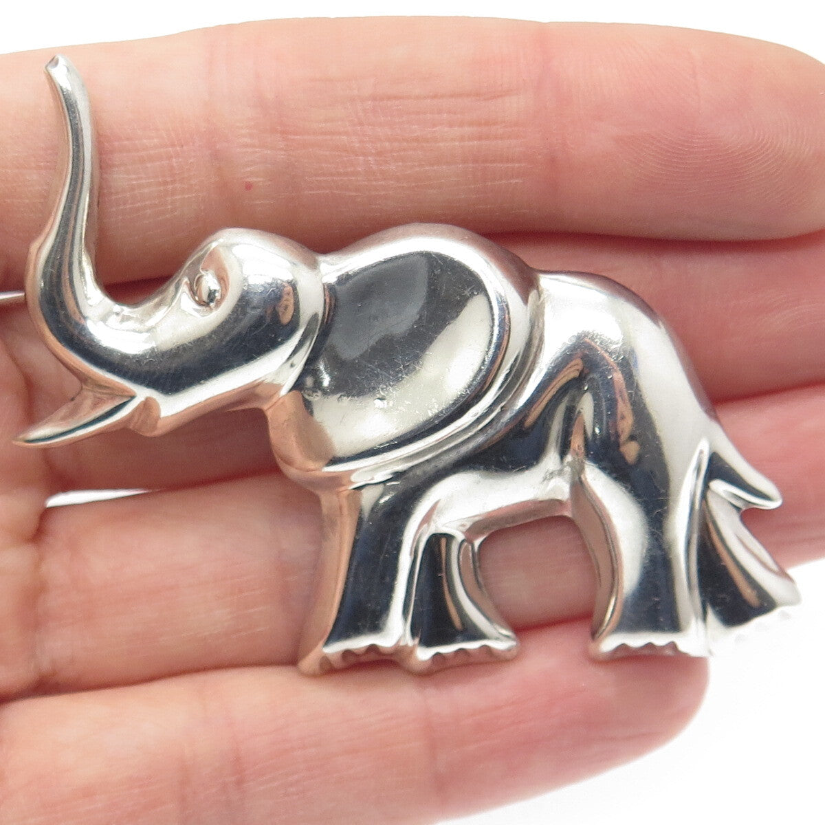 925 Sterling Silver Vintage Mexico Elephant Pin Brooch