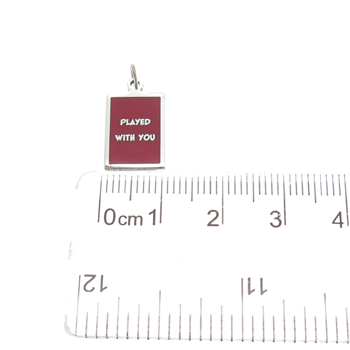 925 Sterling Silver Red Enamel Played With You Minimalist Charm Pendant