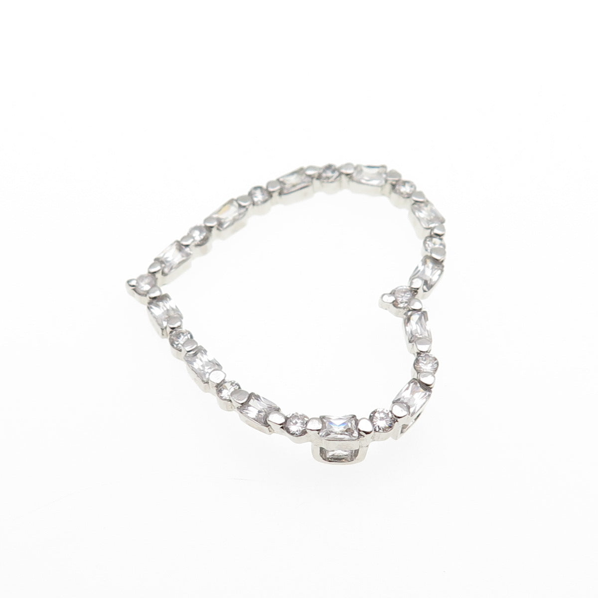 925 Sterling Silver Radiant & Round-Cut C Z Heart Slide Charm Pendant