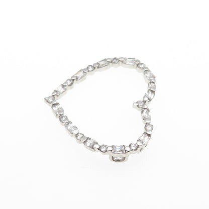 925 Sterling Silver Radiant & Round-Cut C Z Heart Slide Charm Pendant