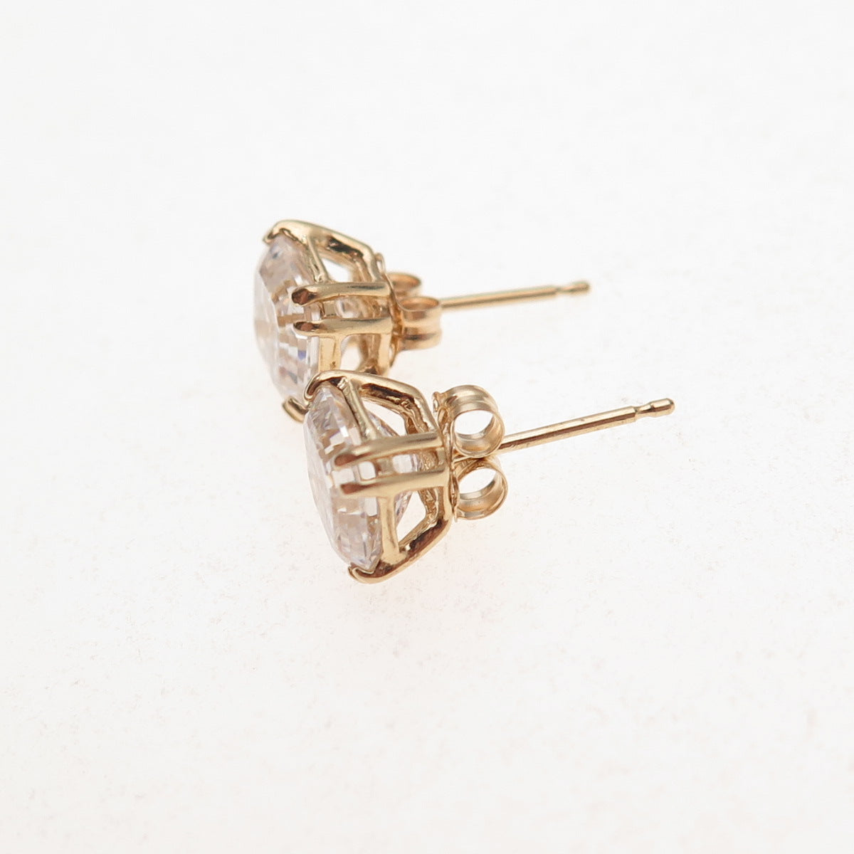 Jacmel Mauritius 14K Gold Asscher-Cut C Z Stud Earrings