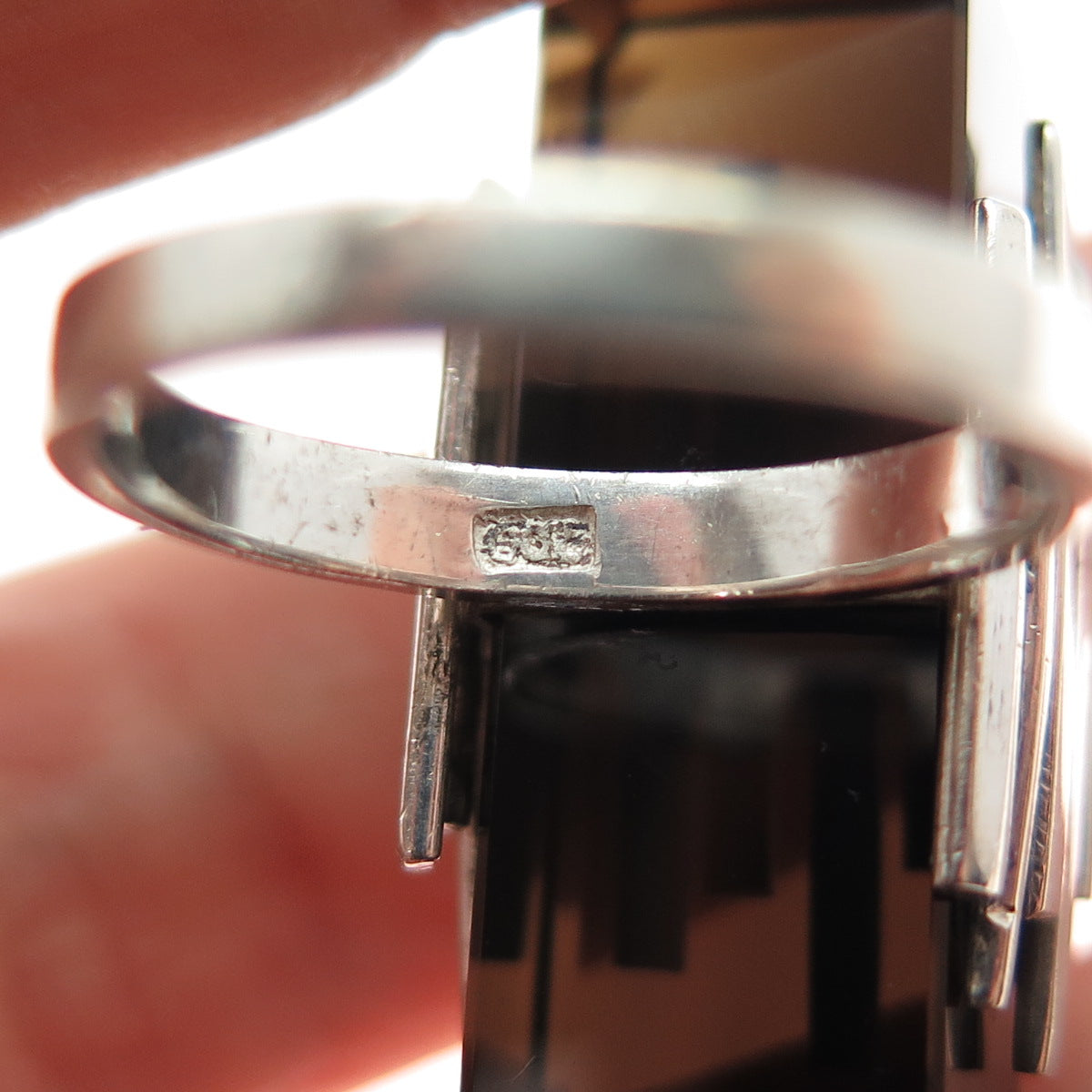 800 Silver Vintage Real Smoky Quartz Fence Statement Ring Size 5.5