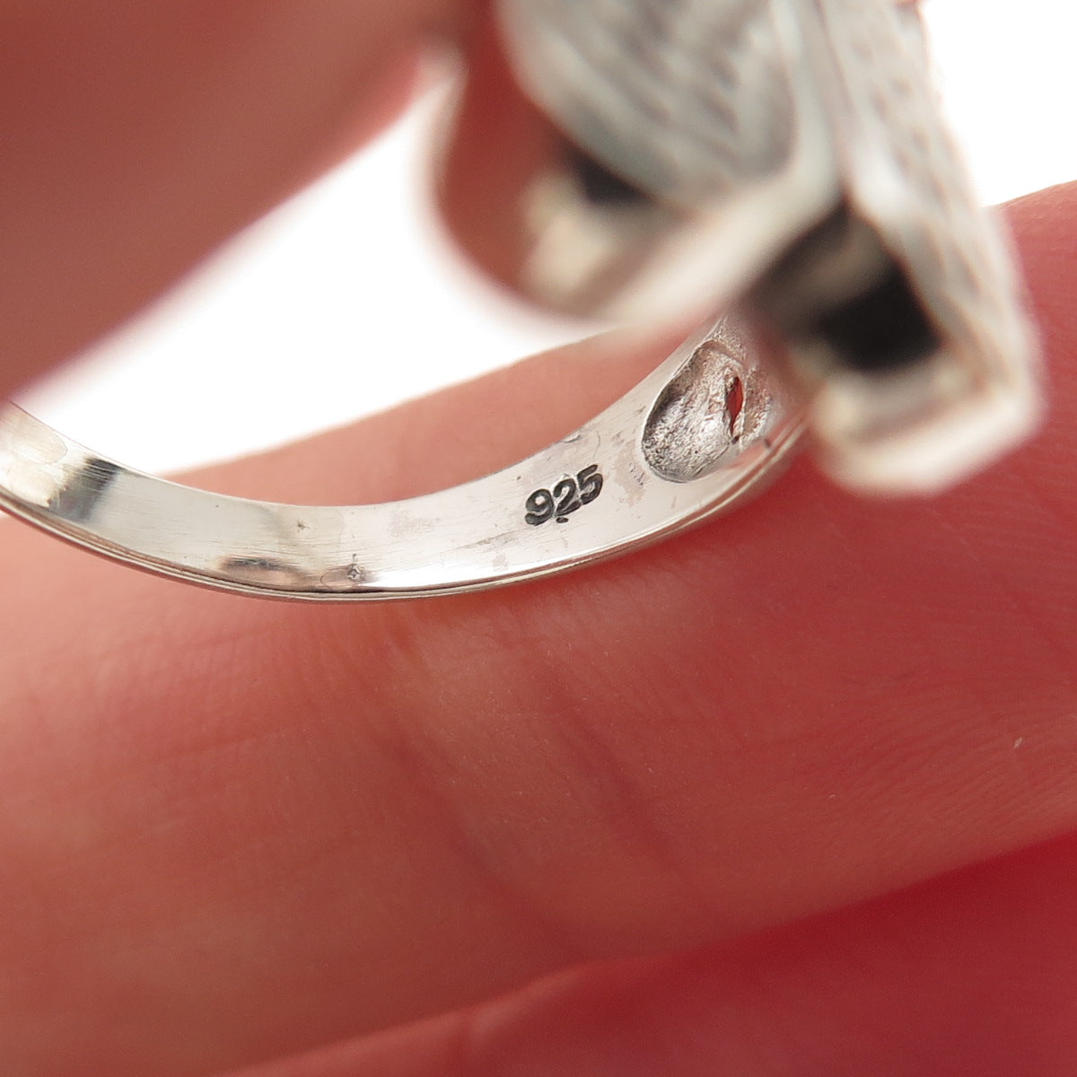 925 Sterling Silver Vintage Real Turquoise Dragonfly Oxidized Ring Size 9.25